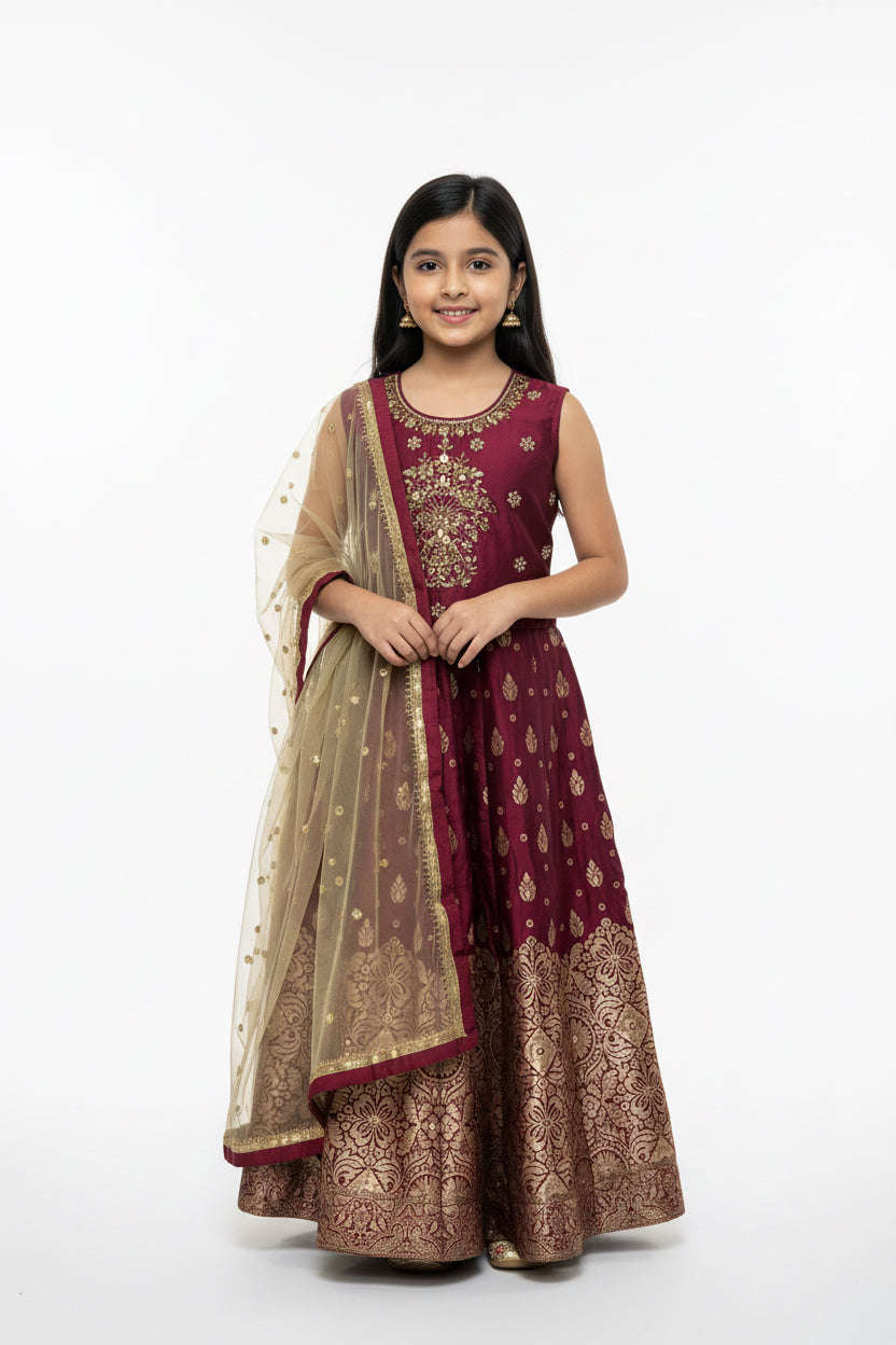 Silk Anarkali dress for 10 year