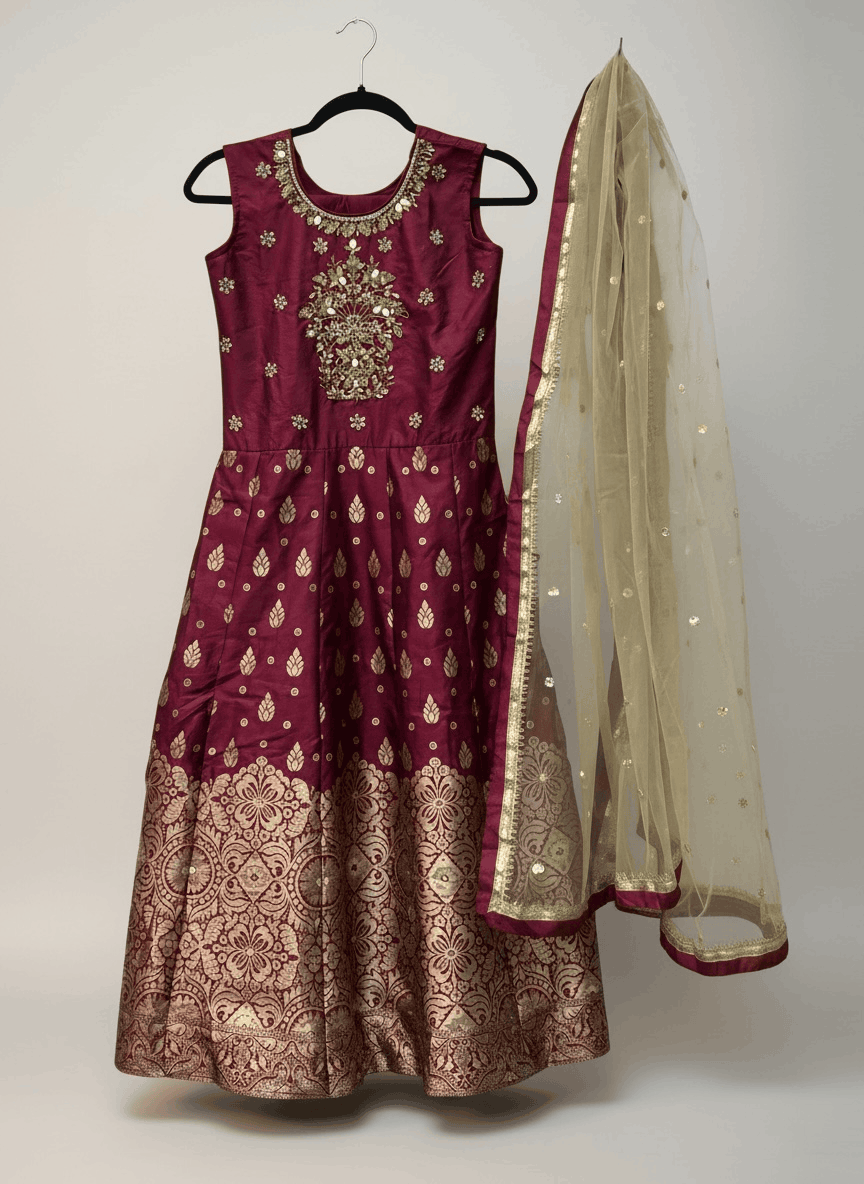 Silk Anarkali dress for 10 year