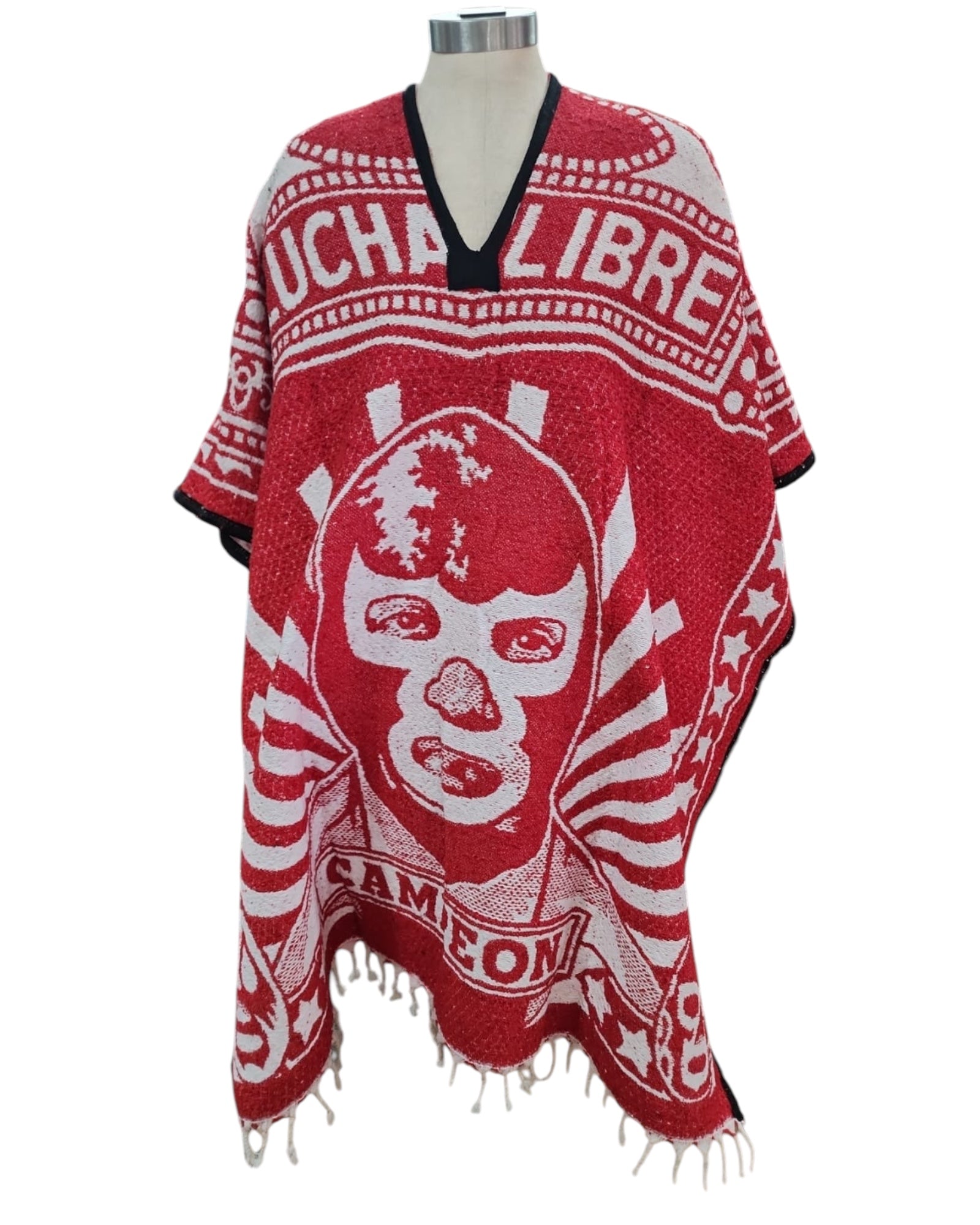 Mexican Poncho Blue Demon Unisex Red