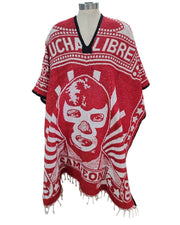 Mexican Poncho Blue Demon Unisex Red