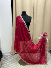 Dark pink tissue duppata