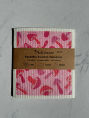 Pink Mushroom Swedish Dish Cloth Set of 3