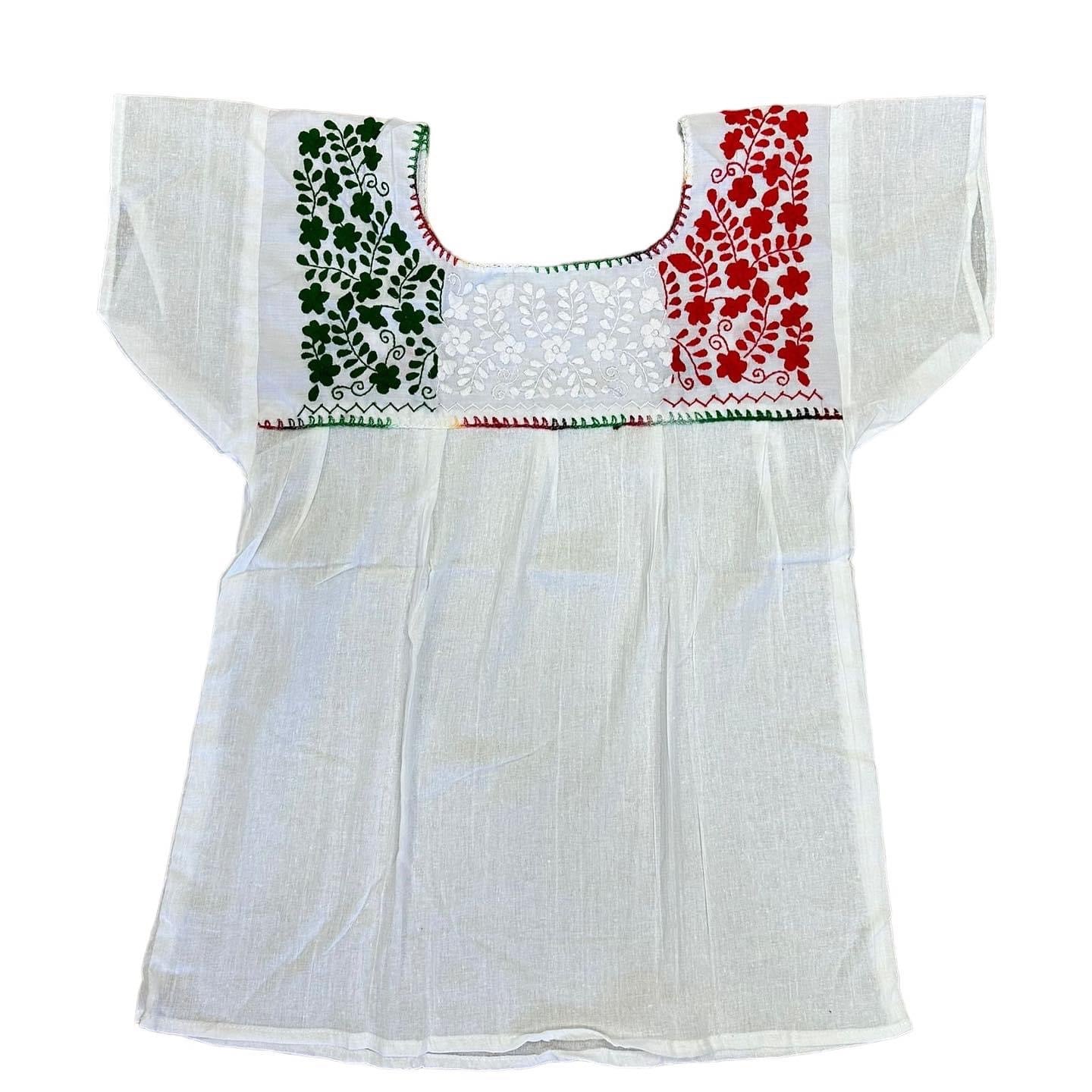 Tehuacan Blouse White Tricolor