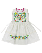 Mexican Girl Otomi Ivory Dress