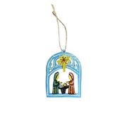 Arched Nativity Ornament- Light Blue