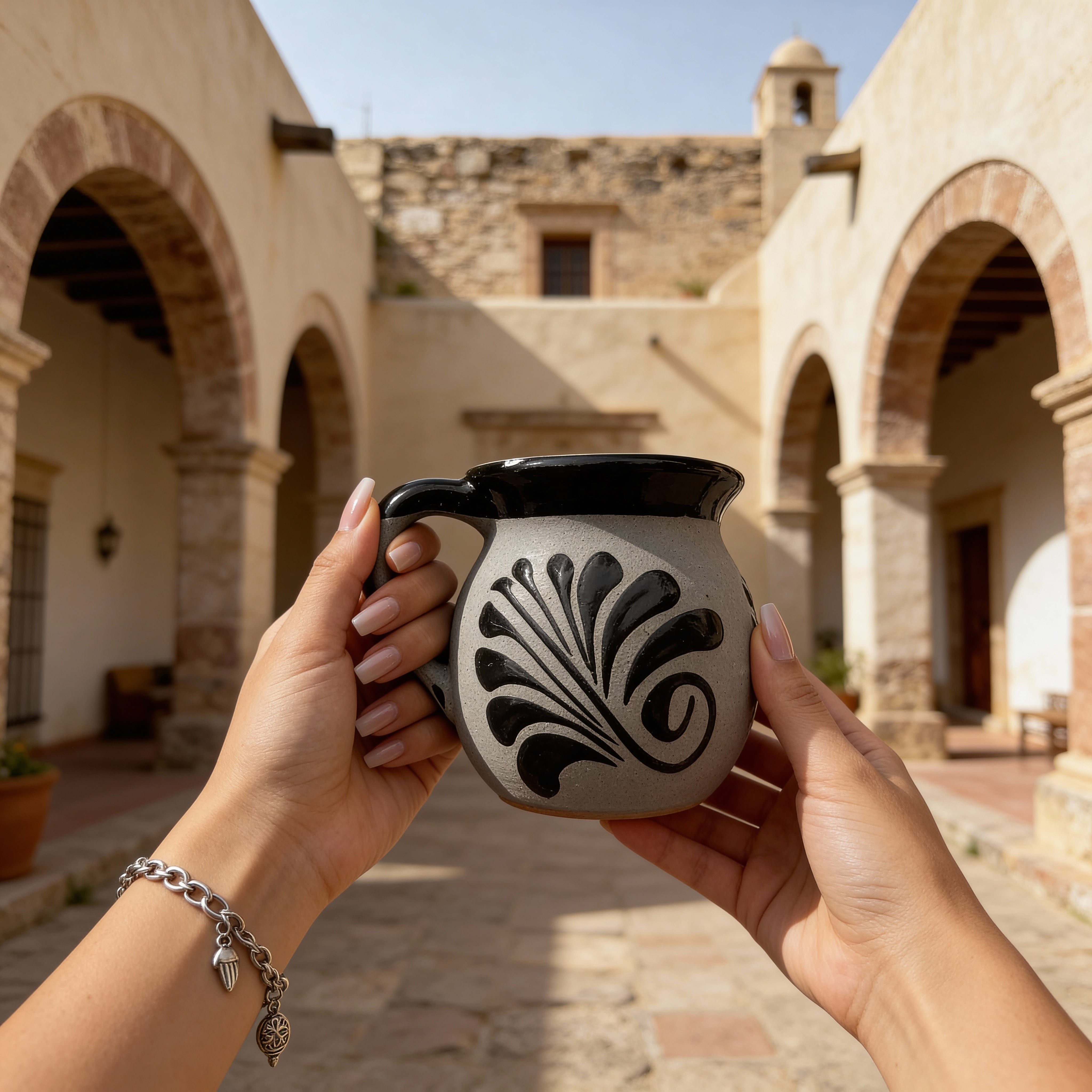 Black & Gray Barro Hand-Painted Mug