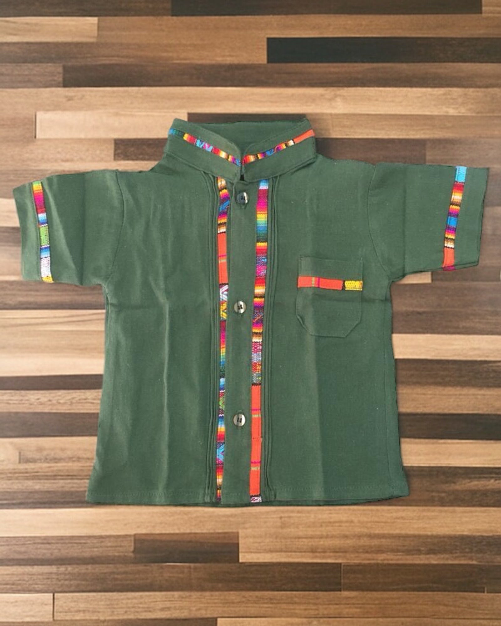 Boys Guayabera Coralillo Olive Green