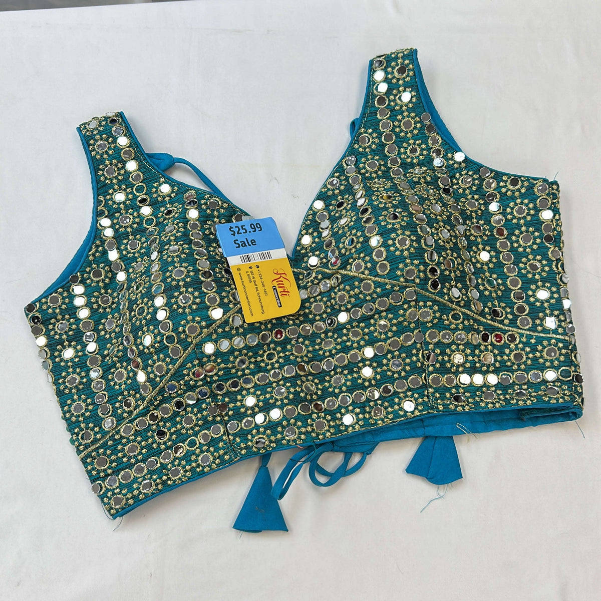 Teal blue mirror blouse