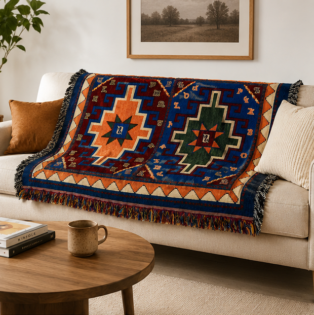Armenian Alphabet Tapestry Throw on a Rug Design