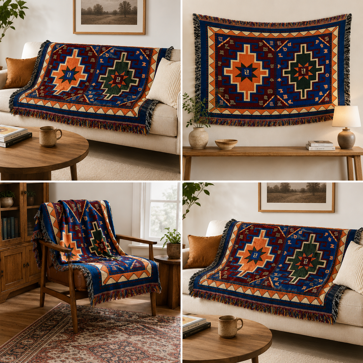 Armenian Alphabet Tapestry Throw on a Rug Design