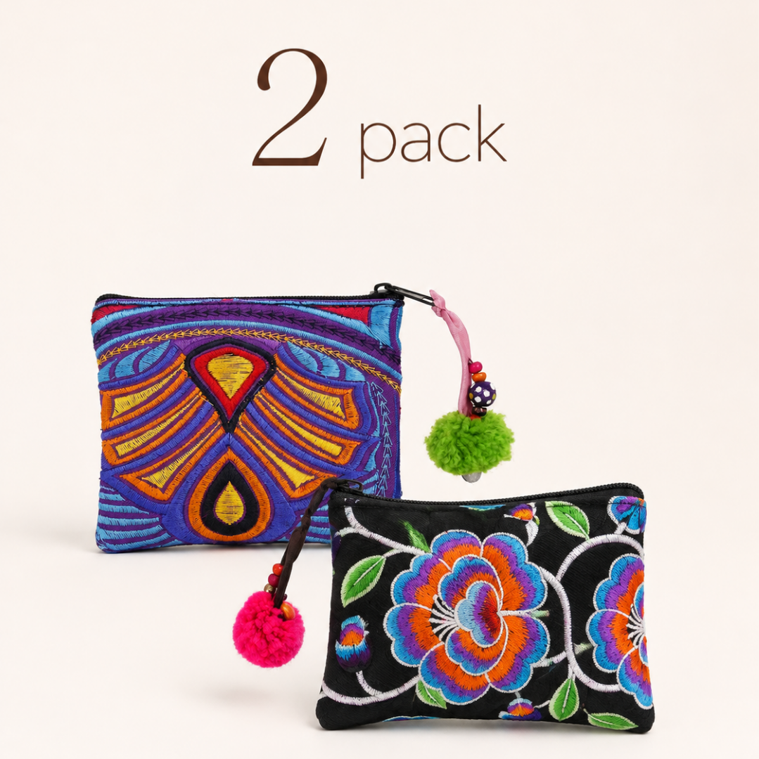 Embroidered Coin Purse Florals and Geometrics Assorted - Thailand