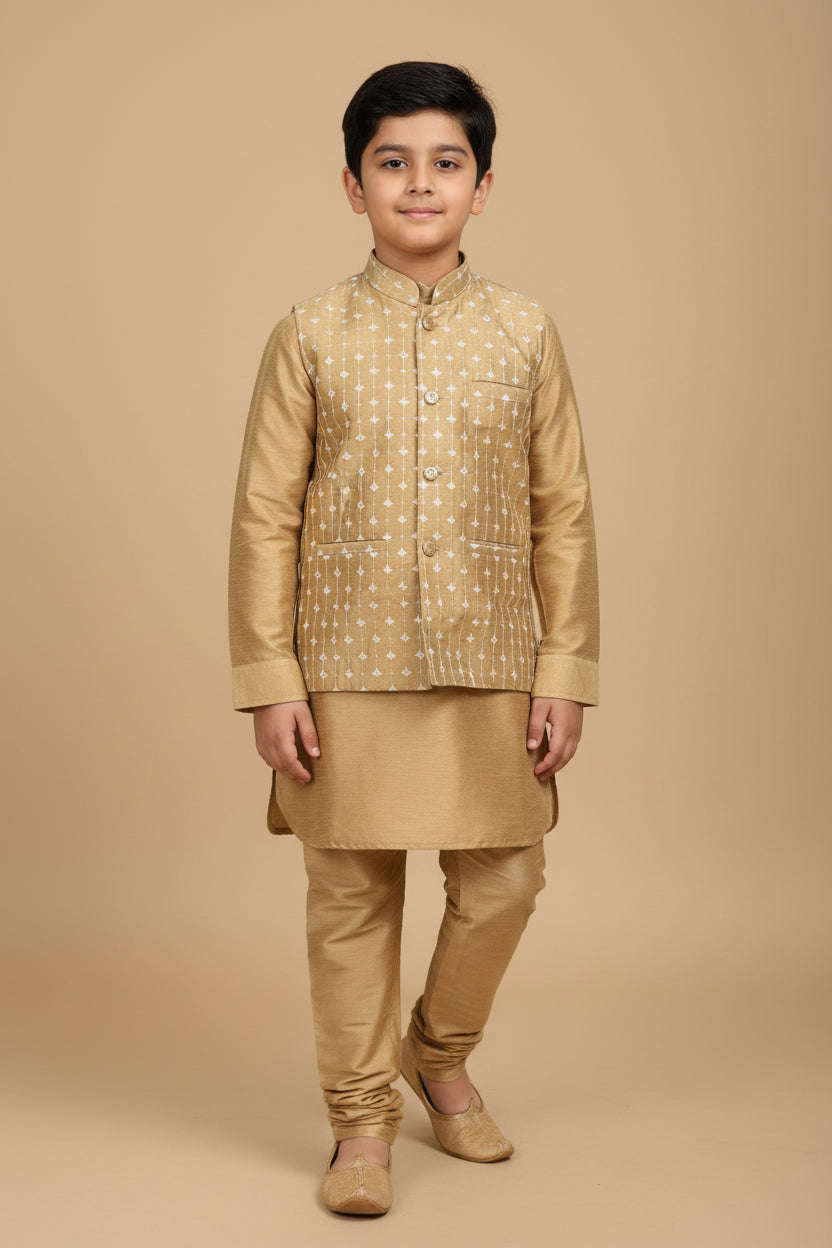 Gold kurta set with jacket