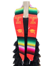 Mexican Serape Embroidered Graduation Stole Class of 2026 Grad Cap
