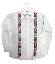 Men’s Guayabera Floral White Long Sleeve Plus Size