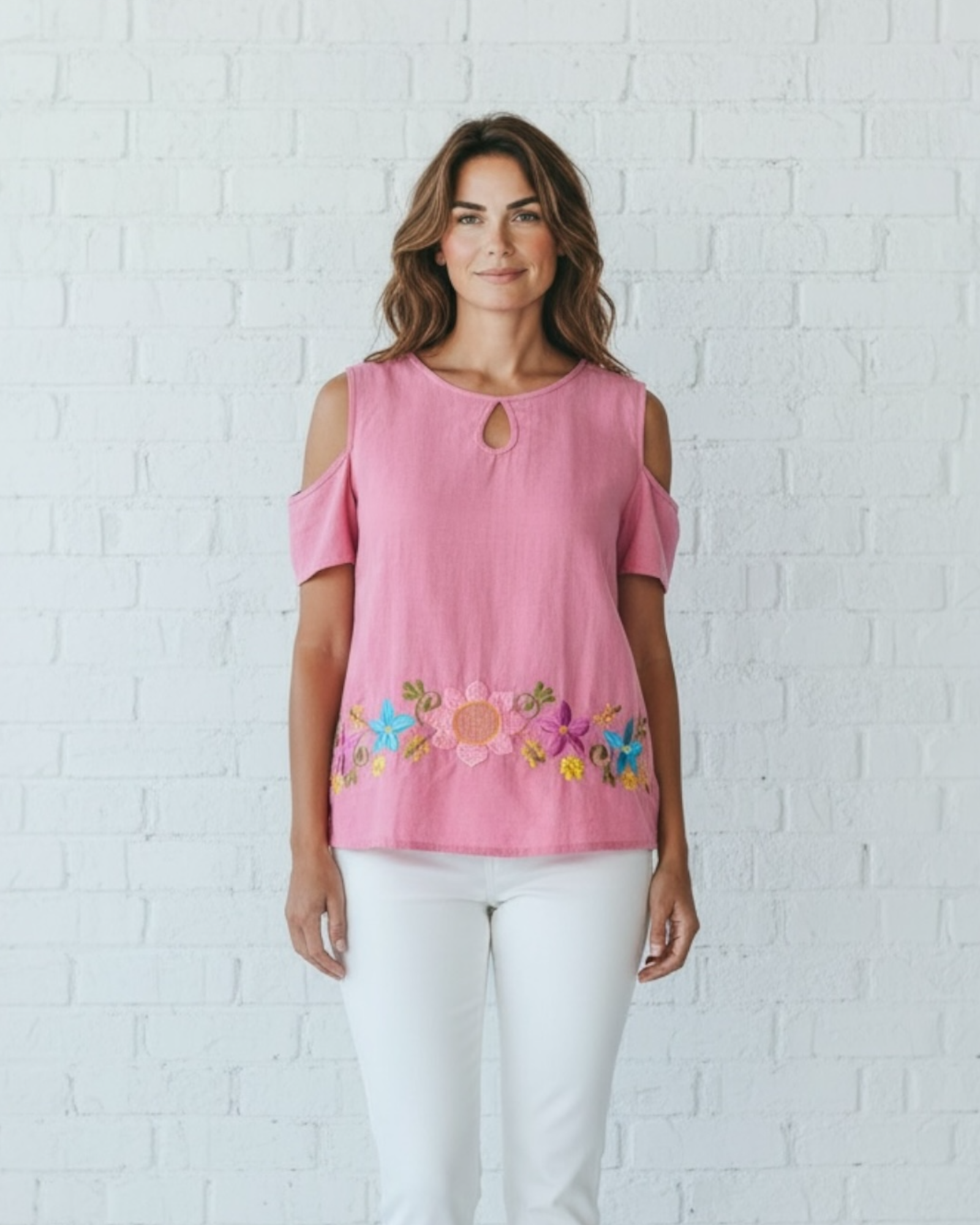 Merida Pink Cold Shoulder Top