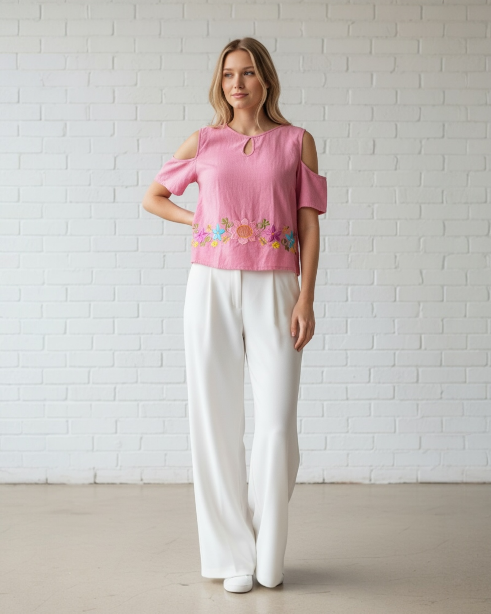 Merida Pink Cold Shoulder Top