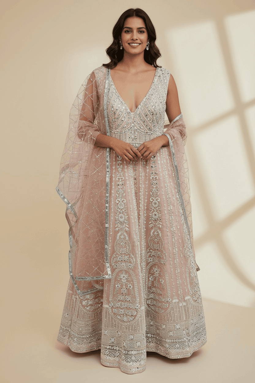 Heavy party wear bridal gown