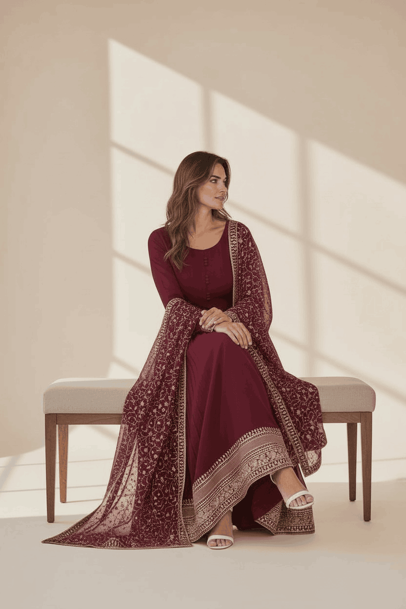 Chiffon long Kurti set : Anarkali