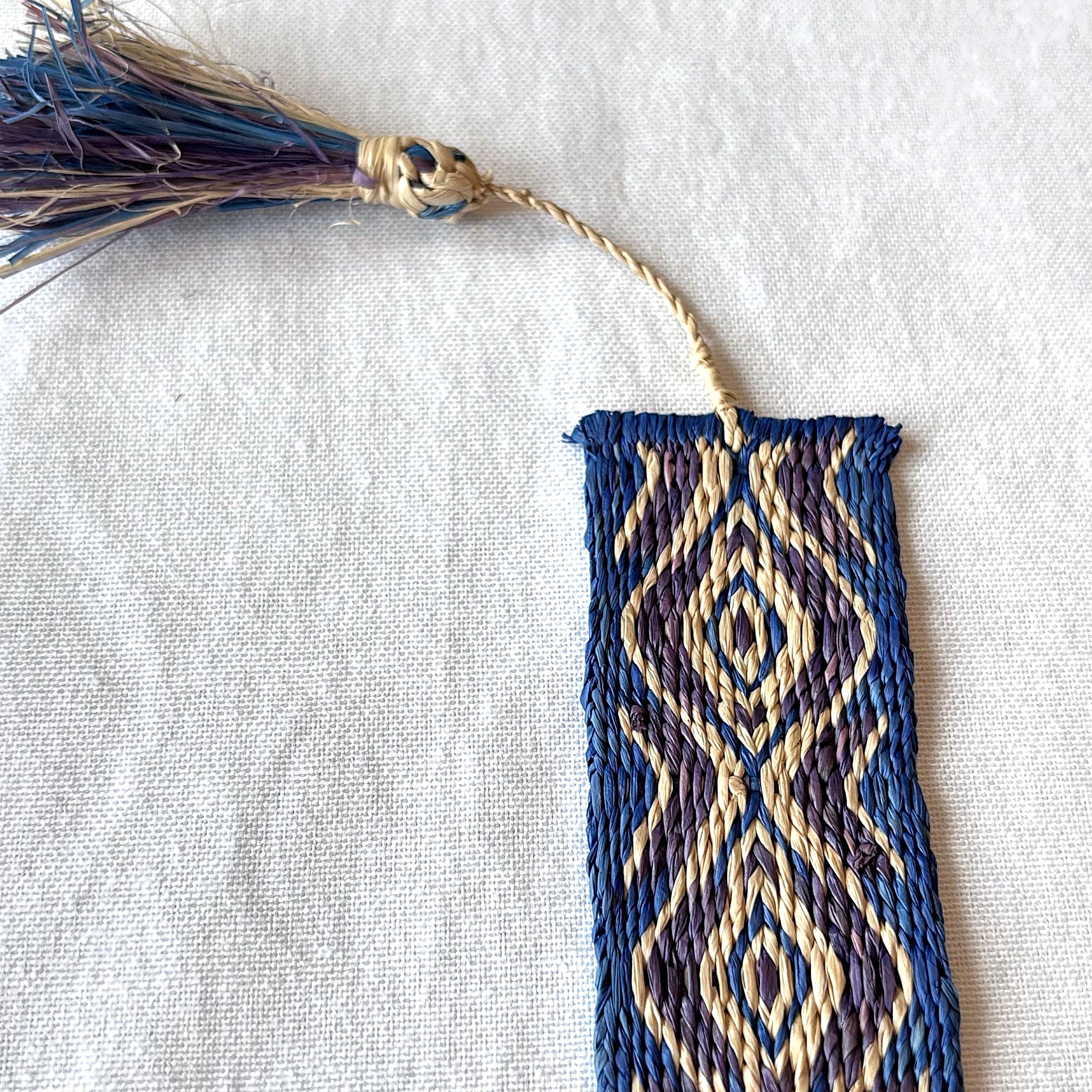 Cardwoven Raffia Bookmark - Blue
