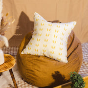Terra - Pure Linen Throw Pillow Cover White - Mustard