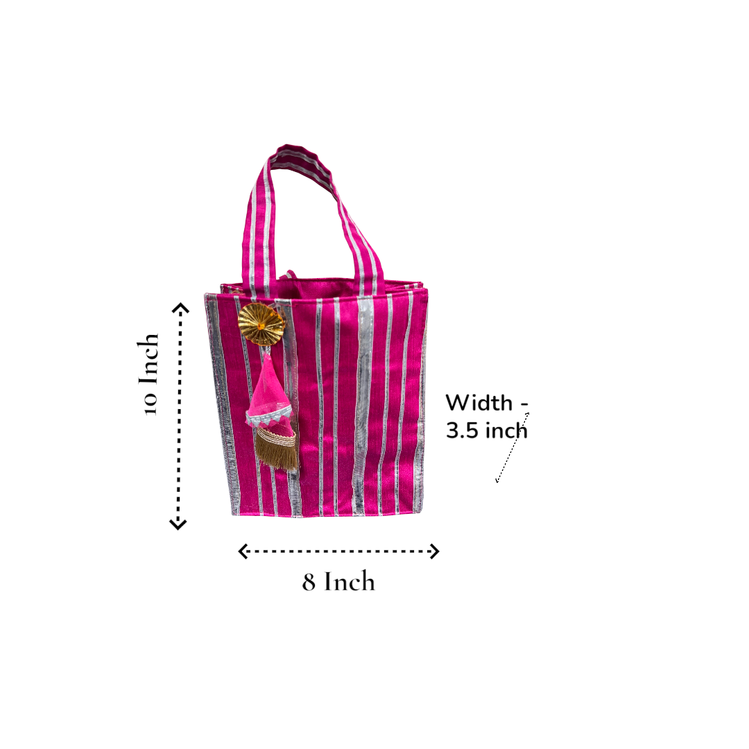 Striped Gota Silk Bags with Handle