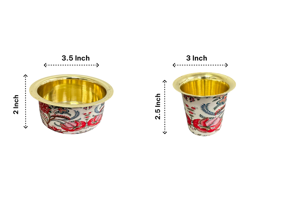South Indian Brass Filter Coffee Serving Dabara or Filter Kaapi or Tumbler and Bowl/Saucer Set