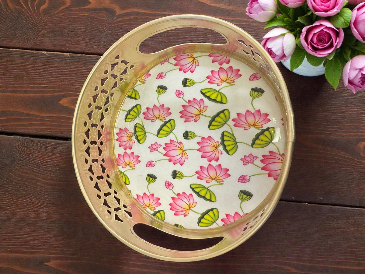 Designer Floral Print Tray Set