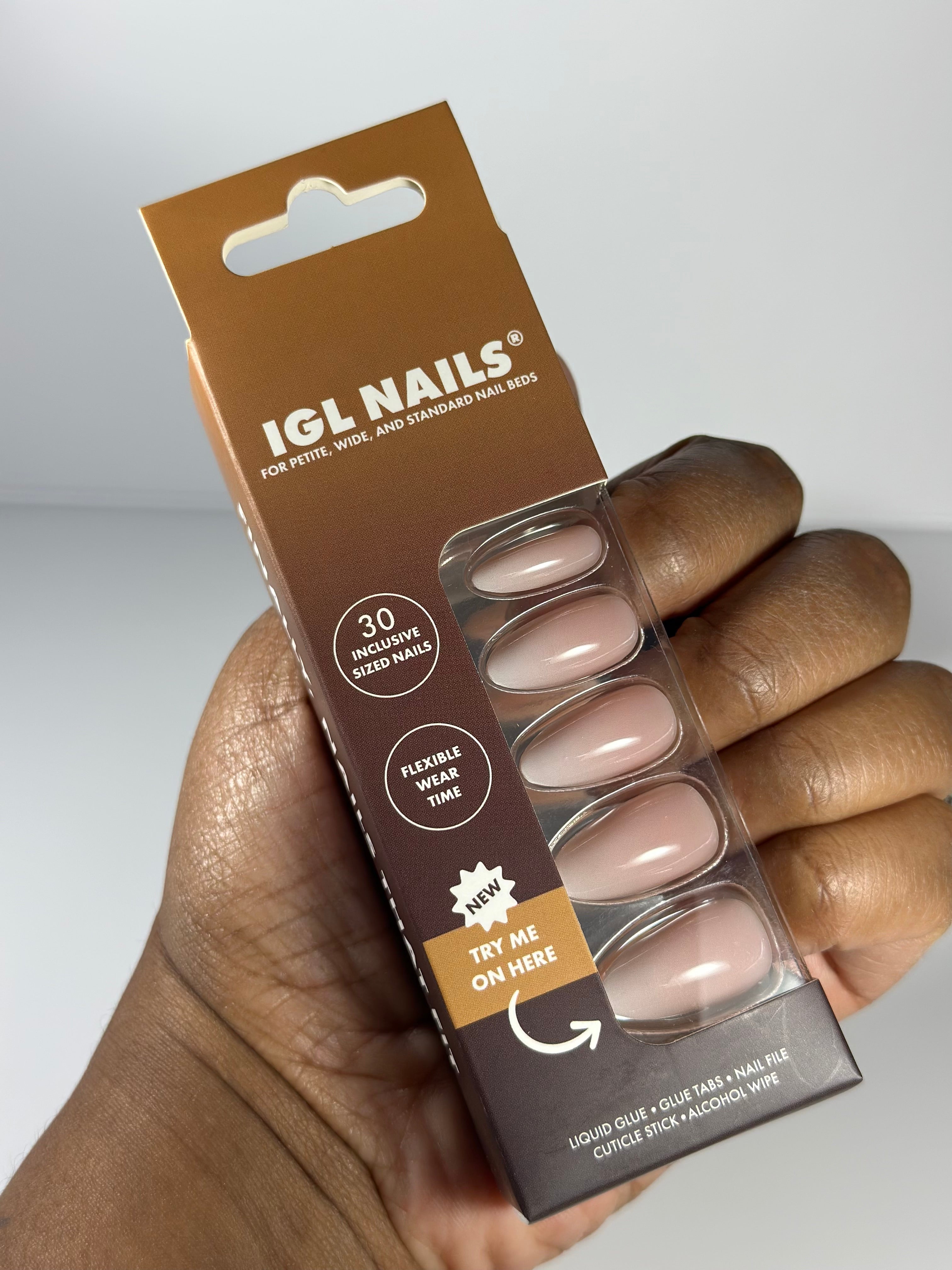Mia Geluxe™ Nails – Nude-to-White Ombré Almond