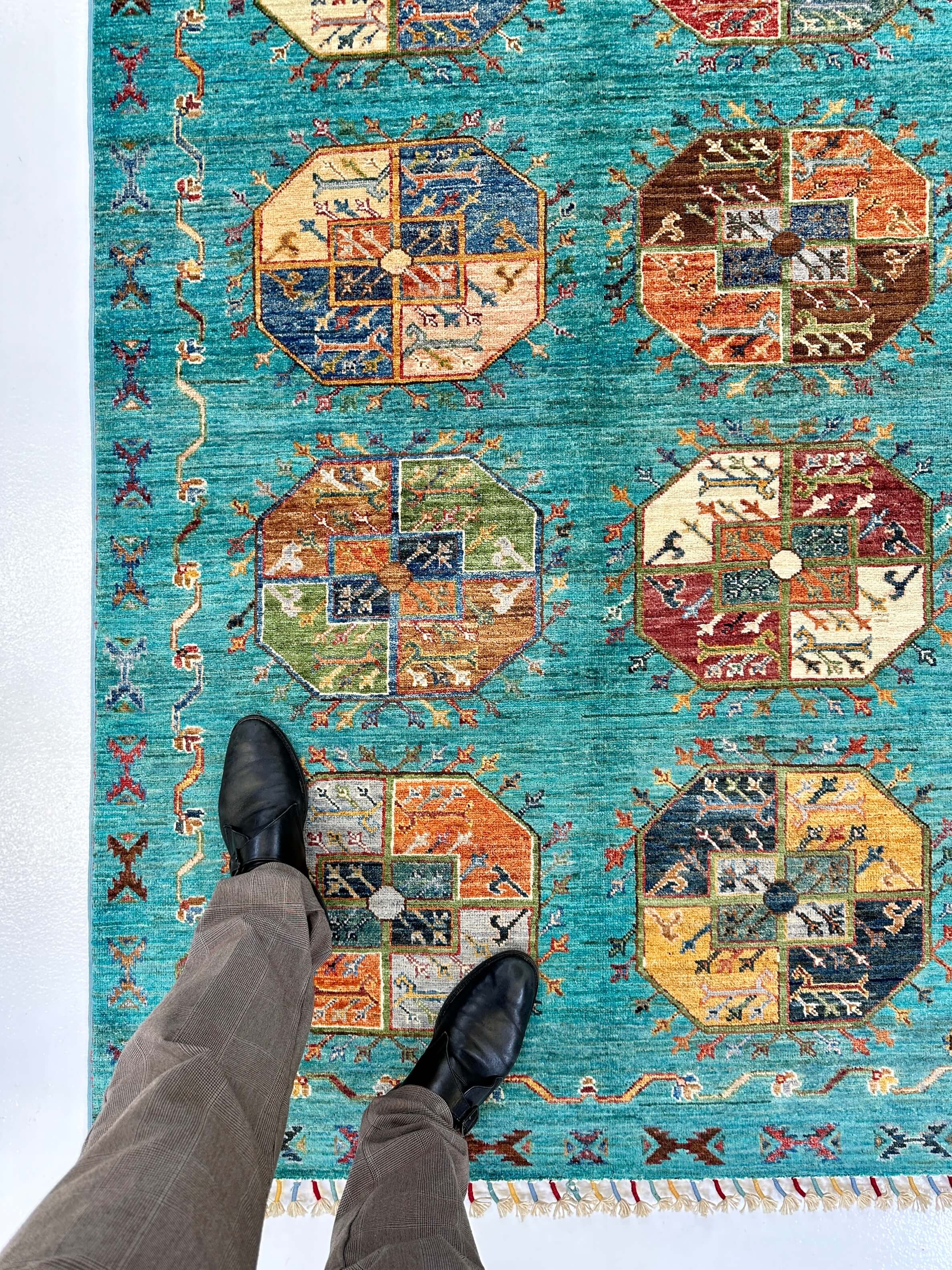 Afghan Ersari (4'01"x6'02") turquoise/multicolor