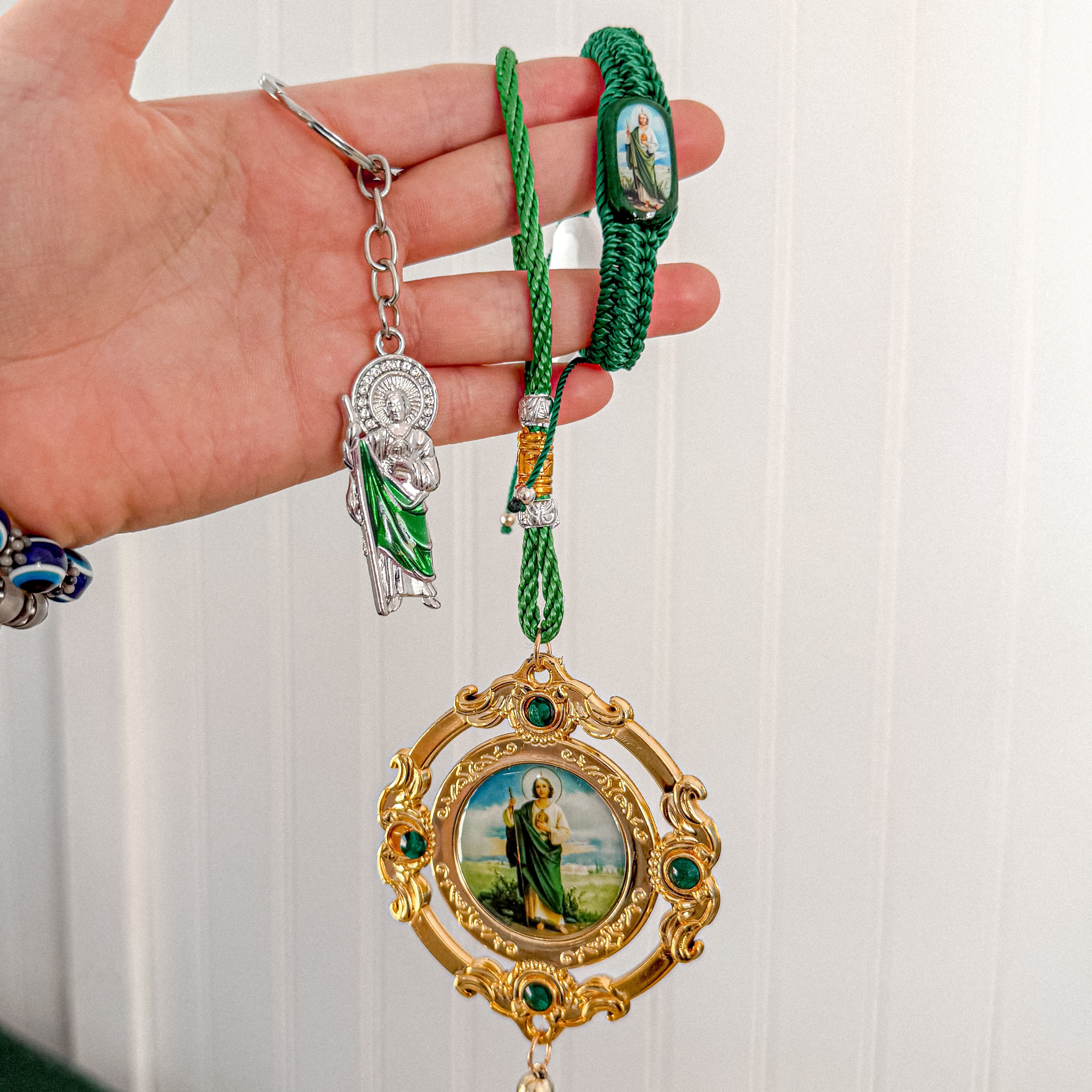 Adjustable Green San Judas Bracelet