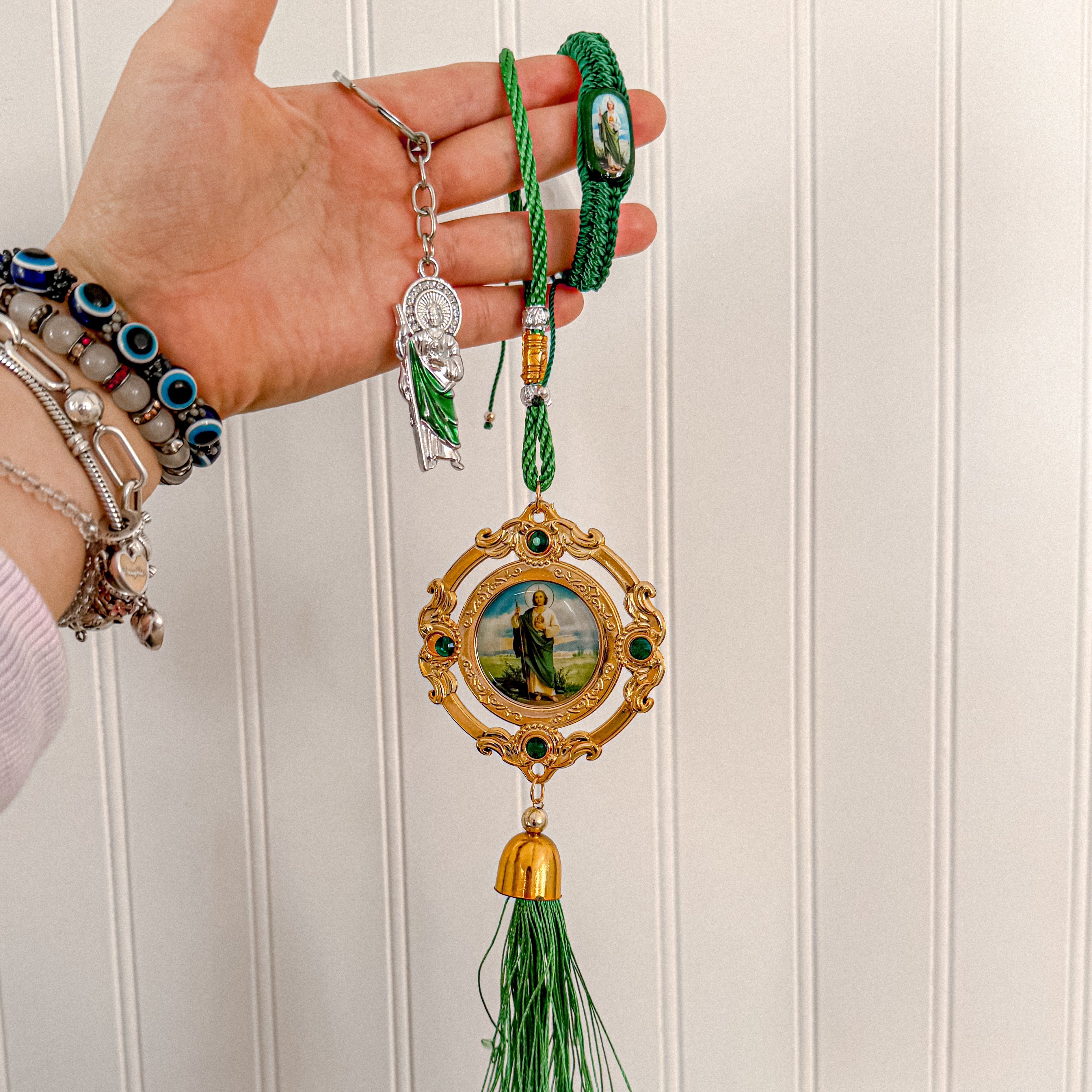 Adjustable Green San Judas Bracelet