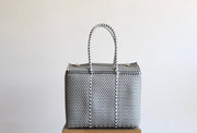 Silver and White Medium Handbag by MexiMexi