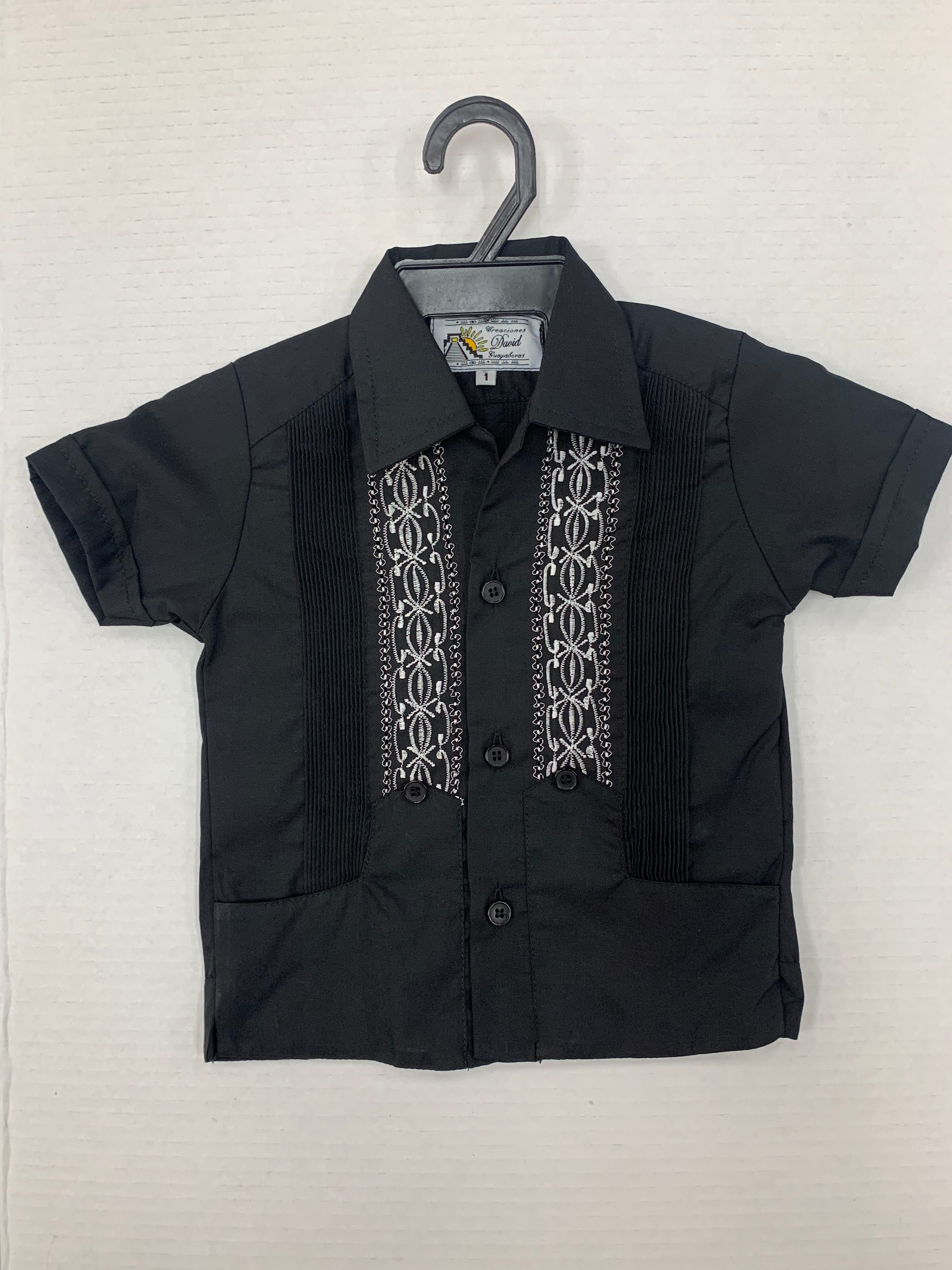 Boys Guayabera Cuba Black