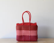 Medium Handwoven Handbag – Red & Colors