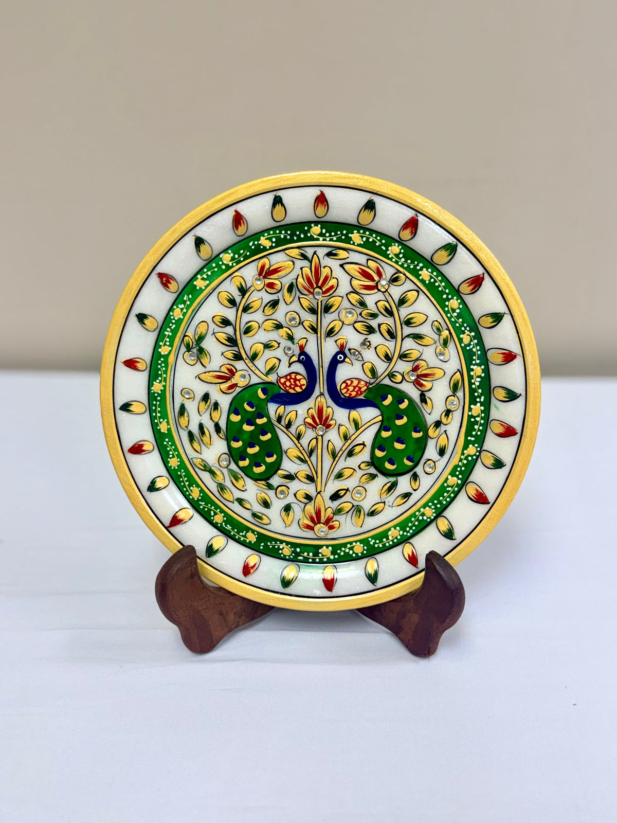Hand Painted Marble Decorative Plates - 9 Inches