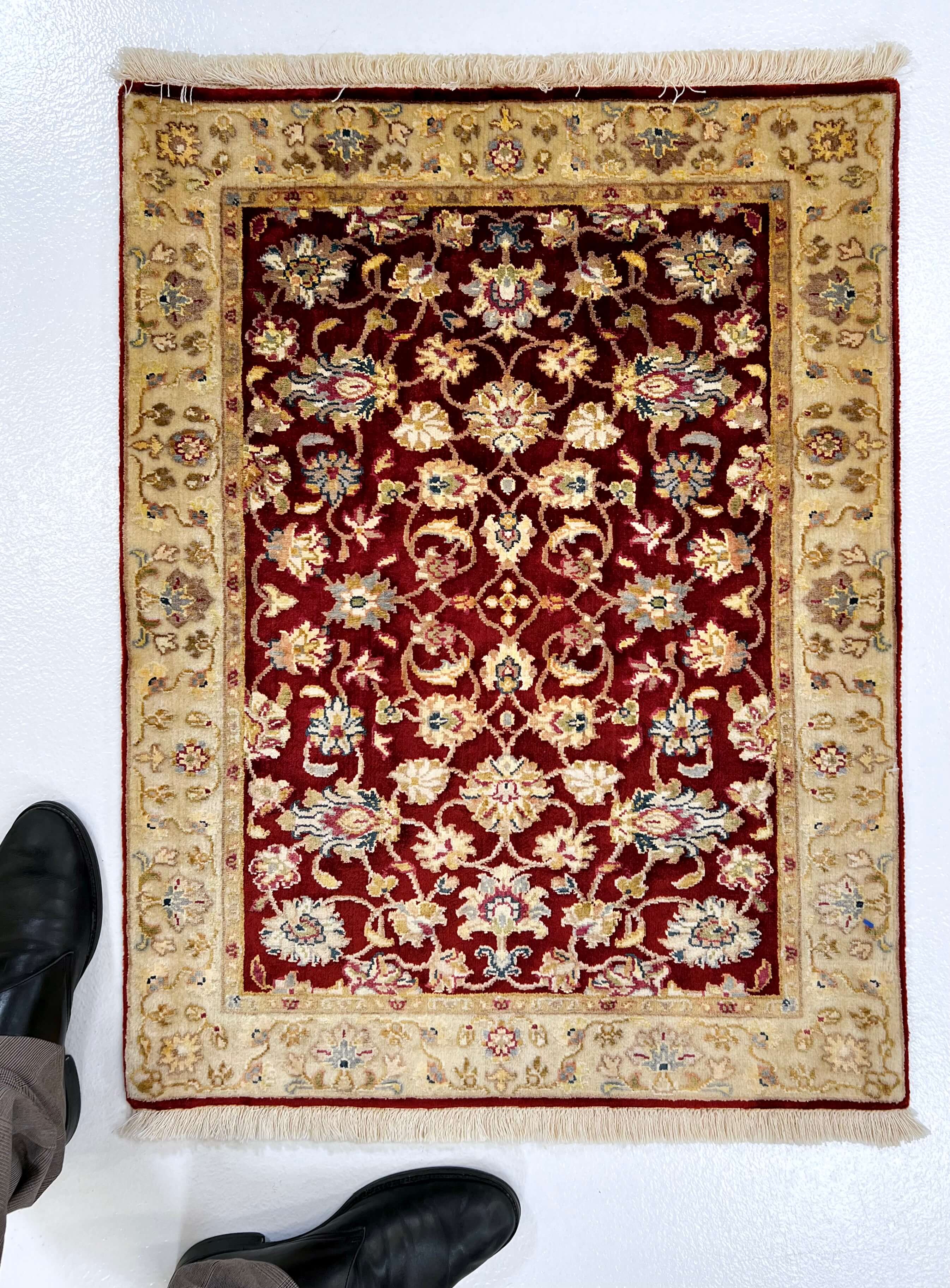 Wool w. silk Kumkapi red/ltgld 2x3
