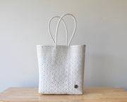 Authentic Mexican Handwoven White Tote Bag