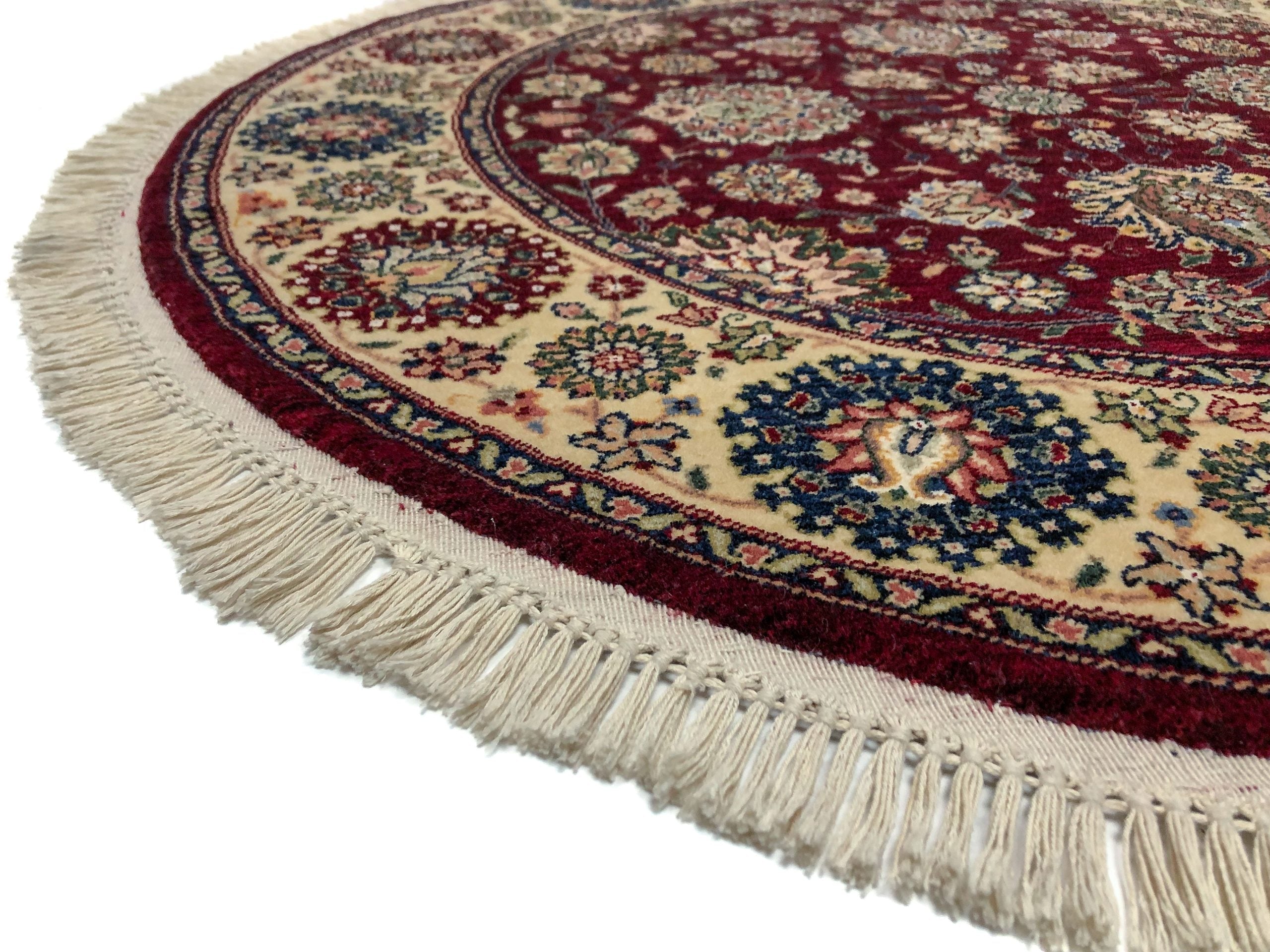Indo-Tabriz dkred/ivory 4' Round