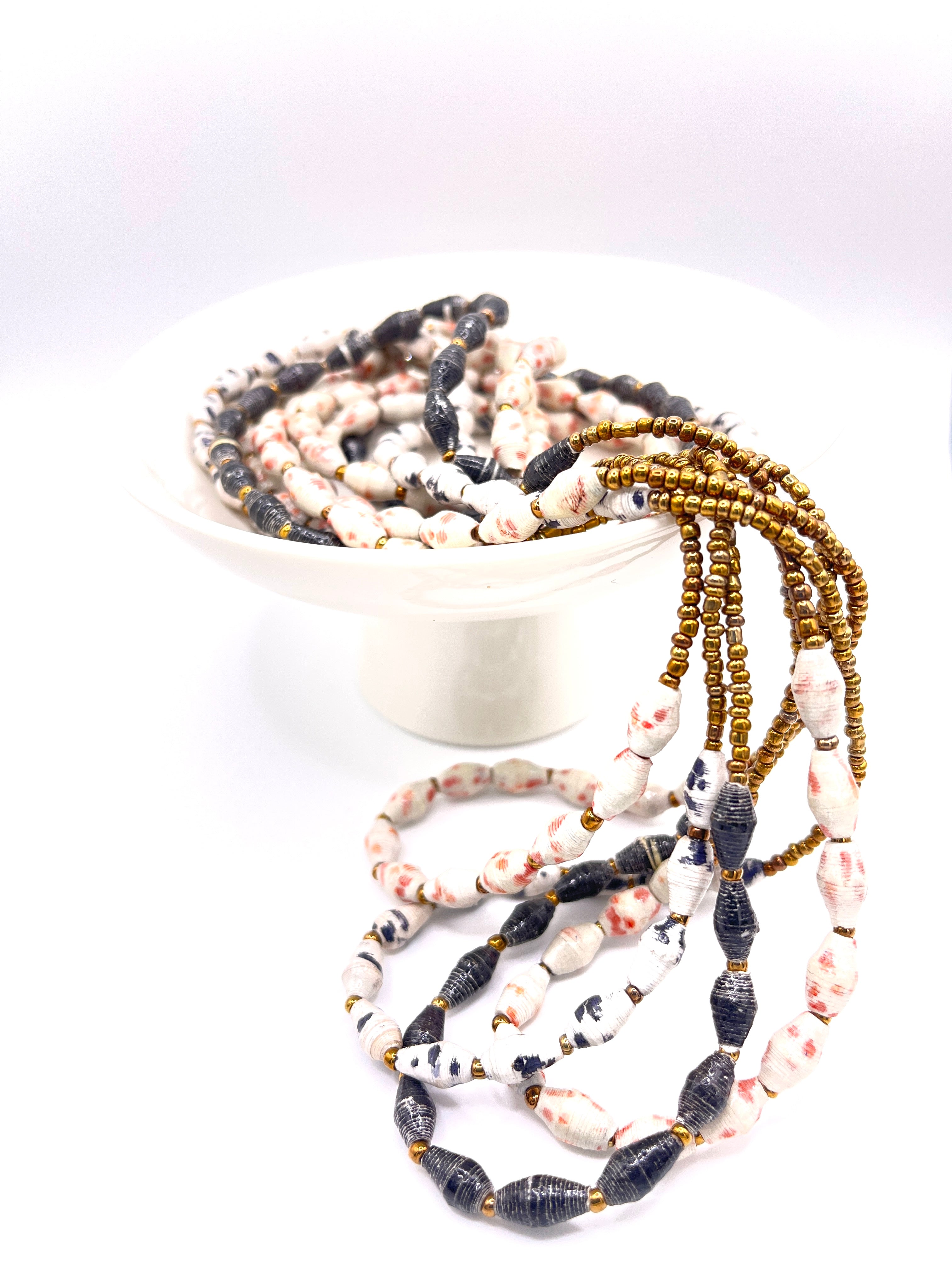 Ugandan Speckled Paper Bead Necklace (3 Colors)