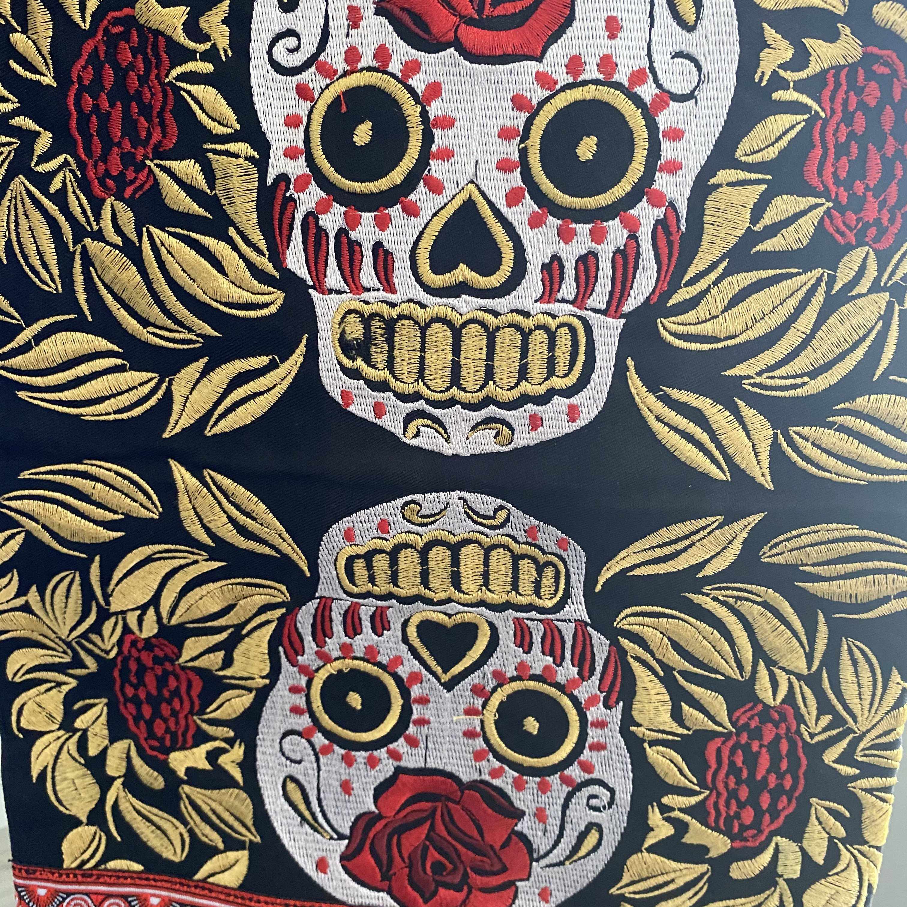 Sugar Skull Embroidered Yoga Bag - Thailand