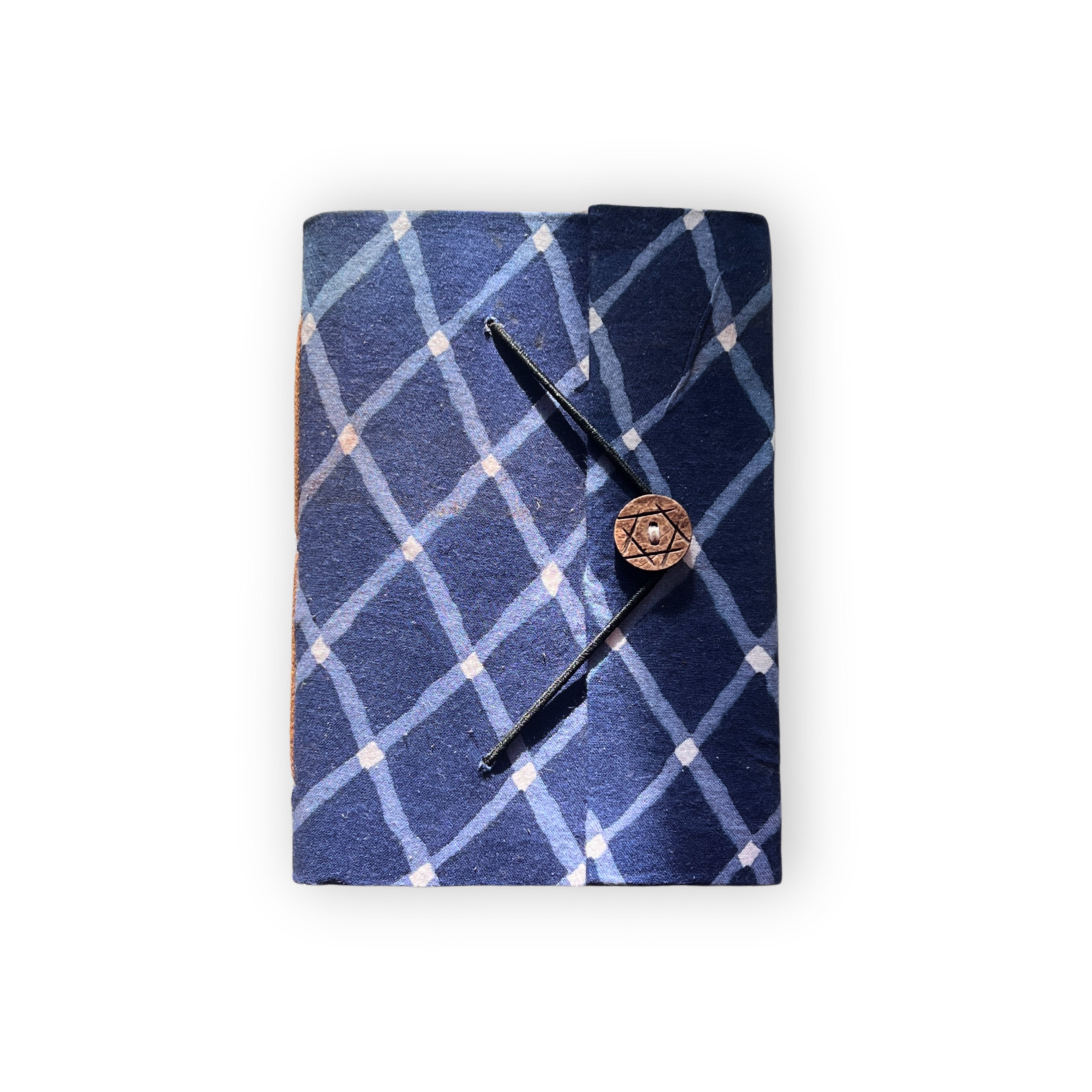 Handcrafted Recycled Paper Journal A5 - Navy Blue Stripes