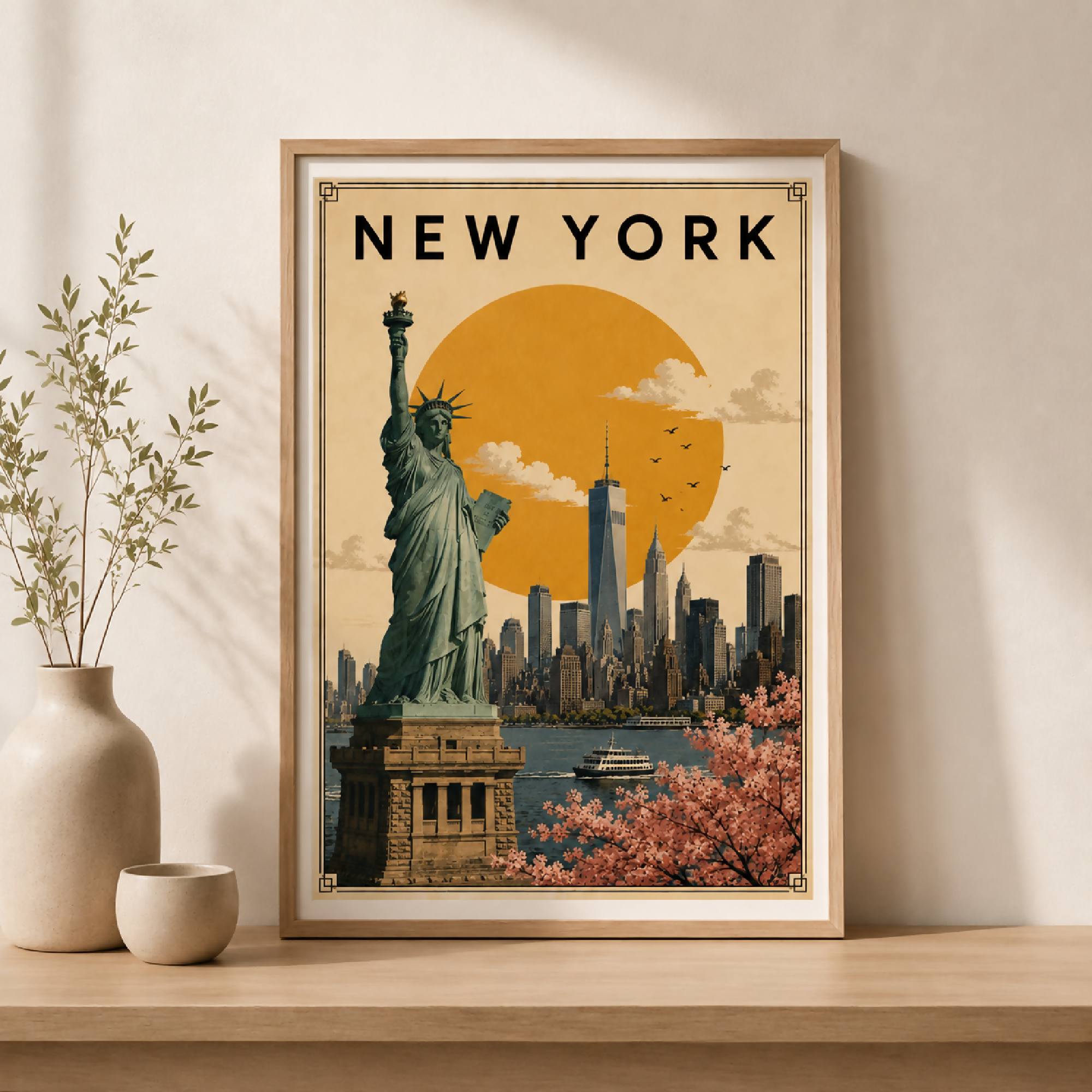 New York Vintage Travel Poster Printable Wall Art