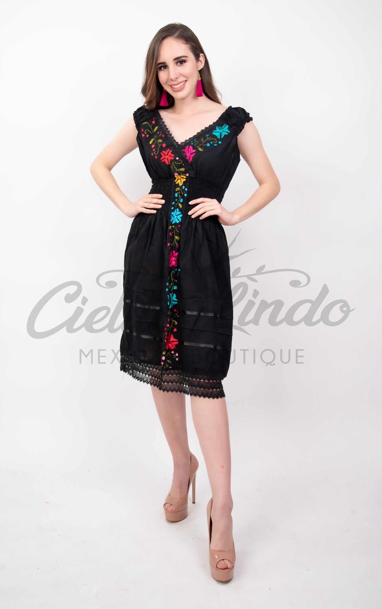 Vely Mexican V-Neck Dress