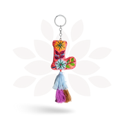 Alphabet Letter Embroidered Boho Keychain | Bag Charm - Mexico