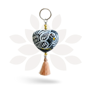 Hand Painted Bohemian Heart Clay Assorted Keychain - Mexico