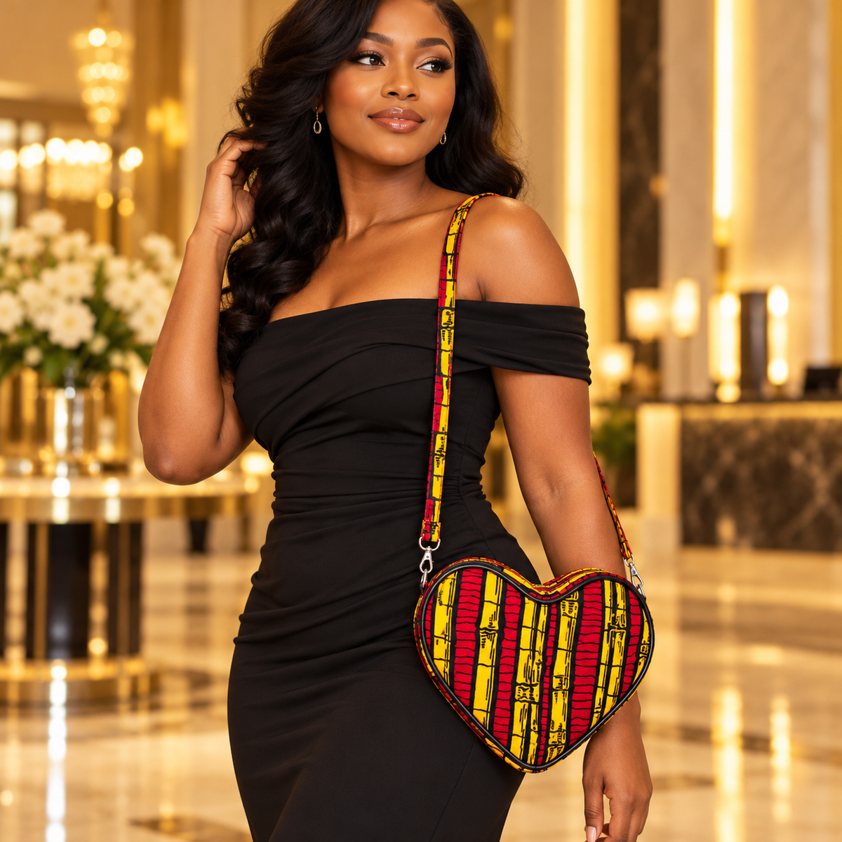 Diva Kente Heart Shaped Crossbody Bag