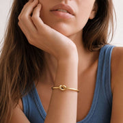 Open Knot Cuff Bracelet in Brass for Women - Tatu