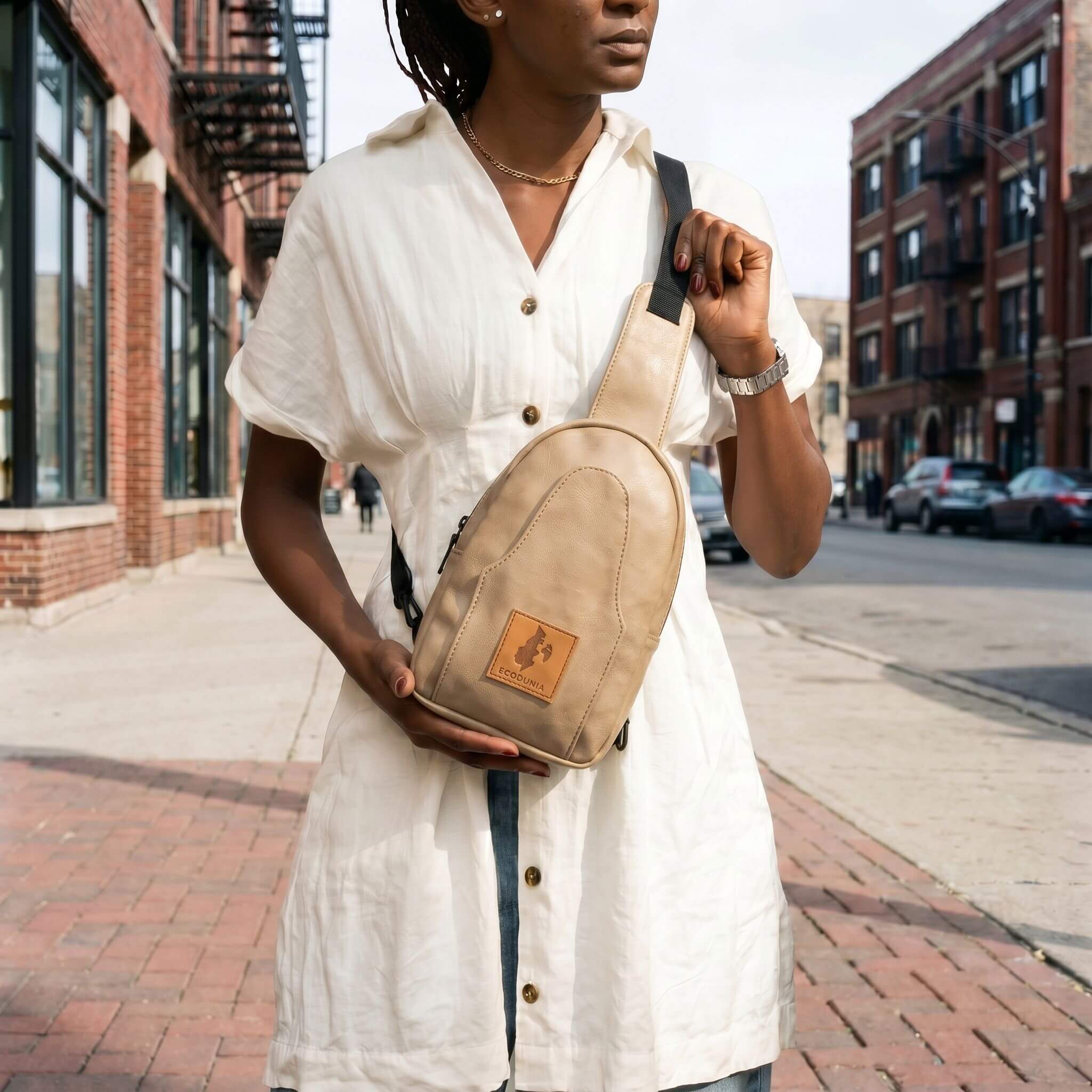 Small Vegan Leather Sling Bag - Crossbody | Buru