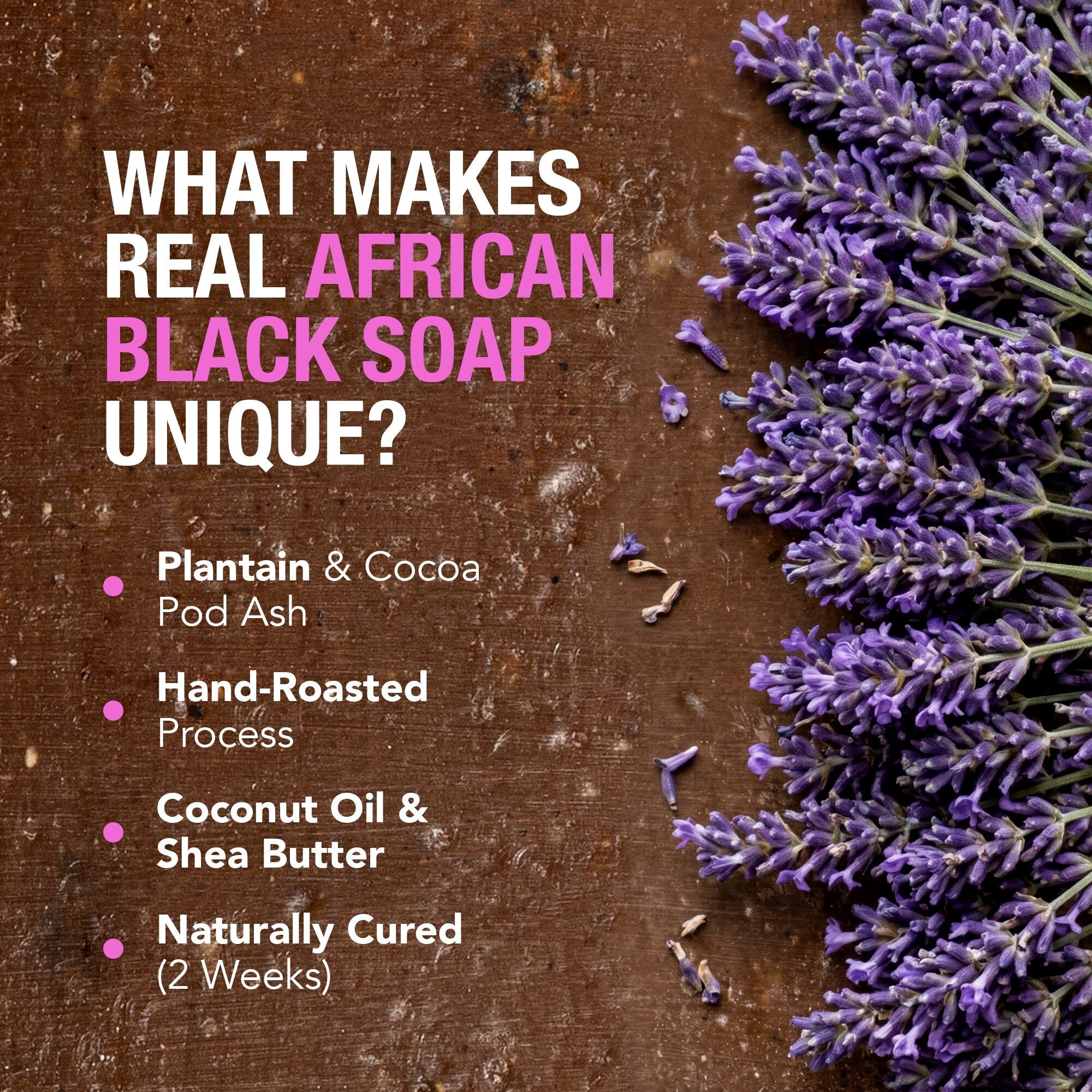 ASHANTI NATURALS 100% African Black Soap - Lavender