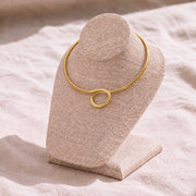 Leo Brass Choker Necklace, Brass Geometric Circle Collar
